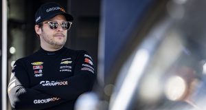 Marco Andretti, driver of the #17 Group 1001-MMI-Sunwest Coast Chevy, before the General Tire 150 for the ARCA Menards Series and ARCA Menards Series West at Phoenix Raceway in Avondale, Arizona, on March 8, 2024. (Adam Glanzman/NASCAR)