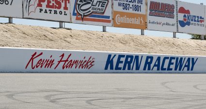 General view of the tracks name on the wall prior to the MMI Oil Workers 150 presented by the West Coast Stock Car Motorsports Hall of Fame for the ARCA Menards Series West at Kevin Harvick’s Kern Raceway in Bakersfield, California on April 20, 2024. (David Dennis/ARCA Racing)