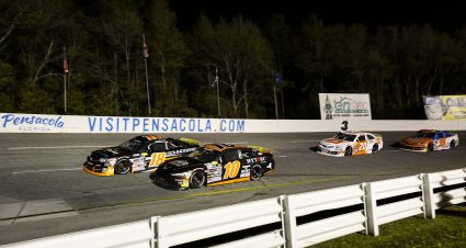 Cars in action during the Pensacola 150 for the ARCA Menards Series East at Five Flags Speedway in Pensacola, Florida on March 23, 2024. (Adam Glanzman/ARCA Racing)