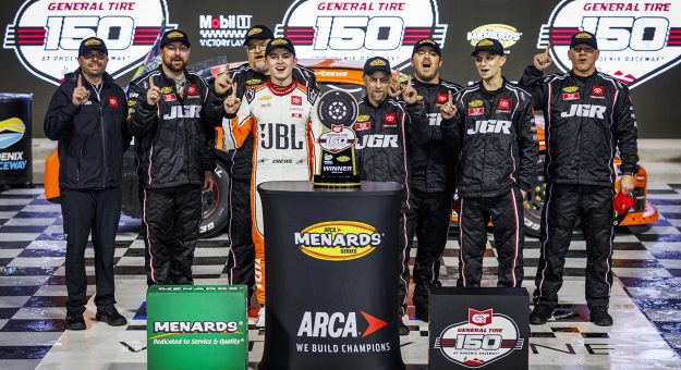 Visit Last-lap heroics propel Brent Crews to his first ARCA Menards Series pavement win page