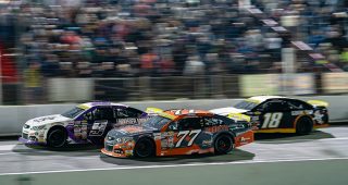 Reese’s Sweet Move of the Race: Tristan McKee makes a daring pass for the lead at Hickory