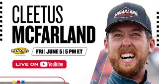 Promo Image for Ride with Cleetus McFarland during today's ARCA race at Michigan