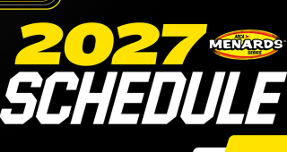 Promo image for 2027 ARCA Menards Series schedule features 20 races at 19 tracks